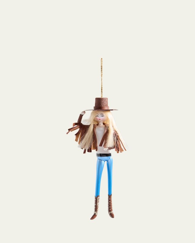 Fashionista Cowgirl with Fringed Jacket Ornament